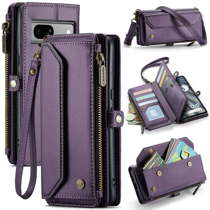 For Google Pixel 7a CaseMe C36 Card Slots Zipper Wallet RFID Anti-theft Leather Phone Case(Purple) by CaseMe