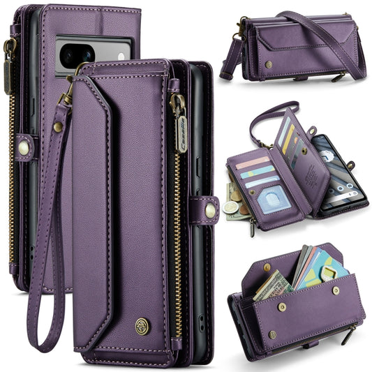 For Google Pixel 7a CaseMe C36 Card Slots Zipper Wallet RFID Anti-theft Leather Phone Case(Purple) by CaseMe