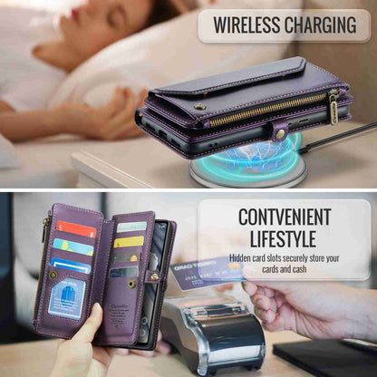 For Google Pixel 7a CaseMe C36 Card Slots Zipper Wallet RFID Anti-theft Leather Phone Case(Purple) by CaseMe
