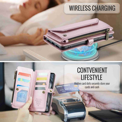 For Google Pixel 7a CaseMe C36 Card Slots Zipper Wallet RFID Anti-theft Leather Phone Case(Pink) by CaseMe