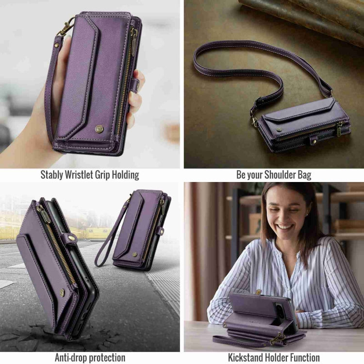 For Google Pixel 8 CaseMe C36 Card Slots Zipper Wallet RFID Anti-theft Leather Phone Case(Purple) - Google Cases by CaseMe | Online Shopping UK | buy2fix