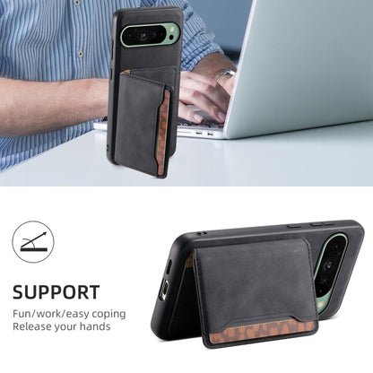 For Google Pixel 9 Denior D13 Retro Texture Leather MagSafe Card Bag Phone Case(Black) - Google Cases by Denior | Online Shopping UK | buy2fix