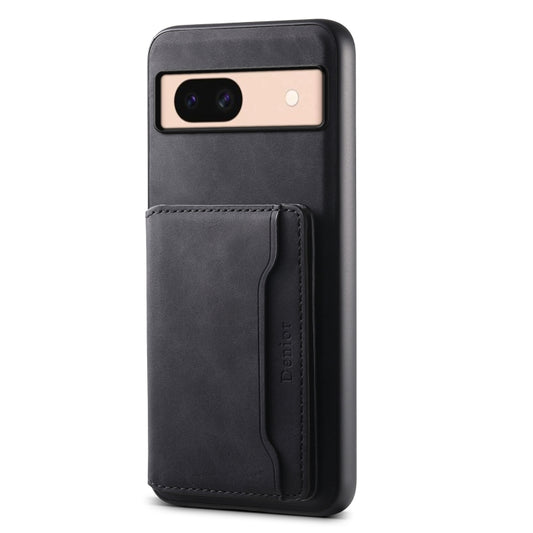 For Google Pixel 8a Denior D13 Retro Texture Leather MagSafe Card Bag Phone Case(Black) - Google Cases by Denior | Online Shopping UK | buy2fix