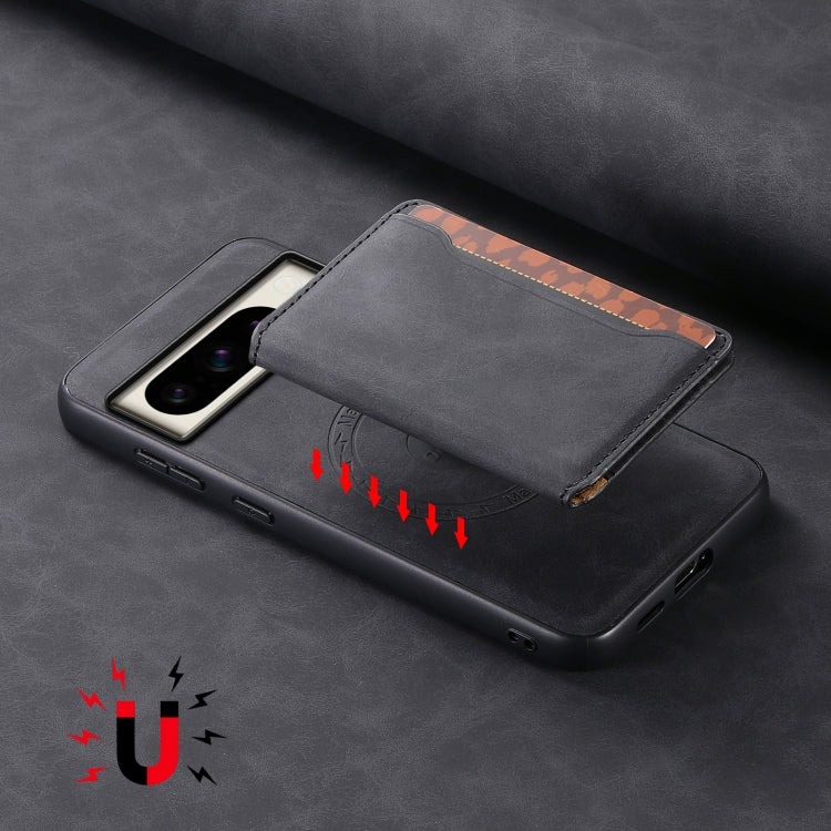 For Google Pixel 8 Pro Denior D13 Retro Texture Leather MagSafe Card Bag Phone Case(Black) by Denior