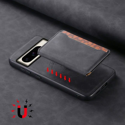 For Google Pixel 8 Pro Denior D13 Retro Texture Leather MagSafe Card Bag Phone Case(Black) by Denior
