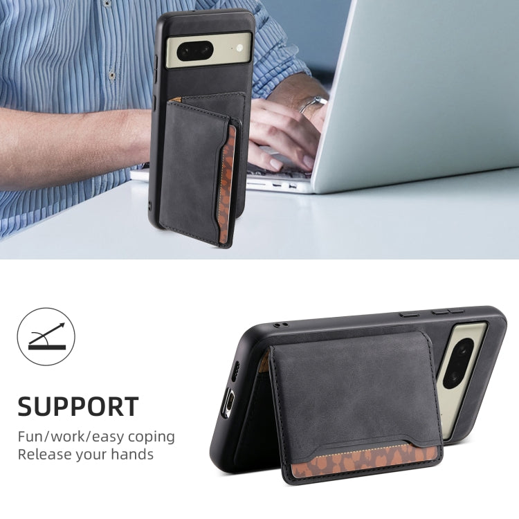 For Google Pixel 8 Denior D13 Retro Texture Leather MagSafe Card Bag Phone Case(Black) - Google Cases by Denior | Online Shopping UK | buy2fix