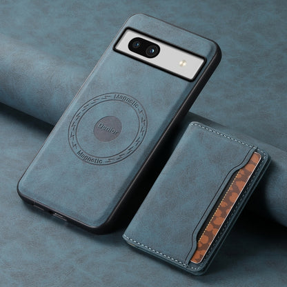 For Google Pixel 7a Denior D13 Retro Texture Leather MagSafe Card Bag Phone Case(Blue) by Denior