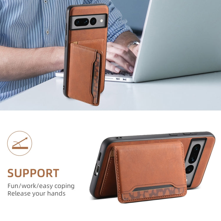 For Google Pixel 7 Pro 5G Denior D13 Retro Texture Leather MagSafe Card Bag Phone Case(Brown) - Google Cases by Denior | Online Shopping UK | buy2fix