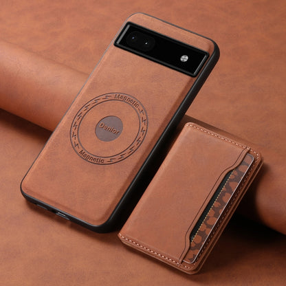 For Google Pixel 6a Denior D13 Retro Texture Leather MagSafe Card Bag Phone Case(Brown) - Google Cases by Denior | Online Shopping UK | buy2fix