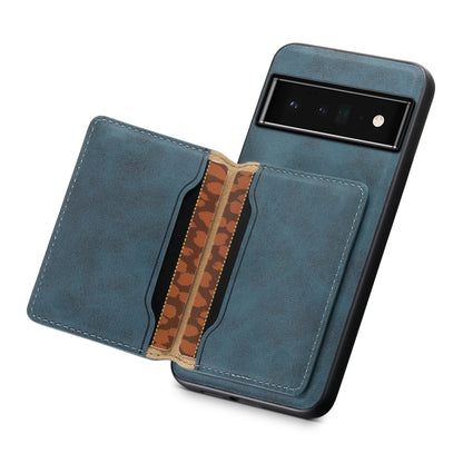 For Google Pixel 6 Pro Denior D13 Retro Texture Leather MagSafe Card Bag Phone Case(Blue) - Google Cases by Denior | Online Shopping UK | buy2fix