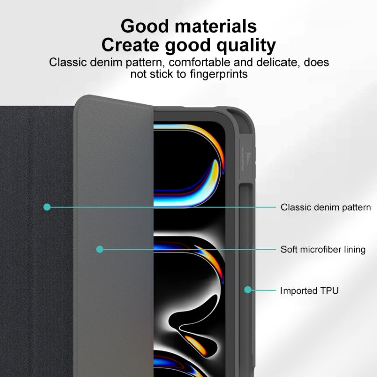 For iPad Pro 11 2025 / 2024 Mutural YASHI Series Tablet Leather Smart Case(Black) by Mutural