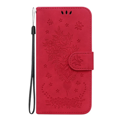 For iPhone 16 Plus Butterfly Rose Embossed Leather Phone Case(Red) by buy2fix