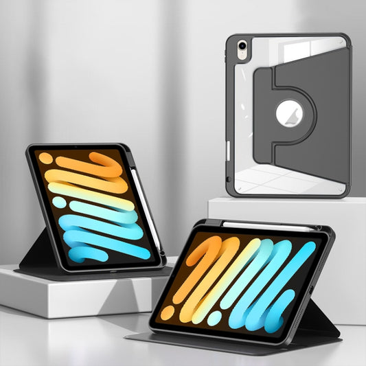 For iPad mini 6 / mini 2024 Magnetic Split Leather Smart Tablet Case with Pen Slot(Black) - iPad mini 6 Cases by buy2fix | Online Shopping UK | buy2fix