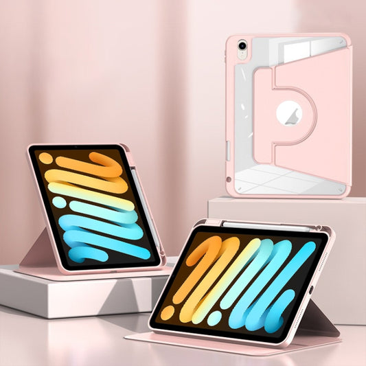 For iPad mini 6 / mini 2024 Magnetic Split Leather Smart Tablet Case with Pen Slot(Pink) - iPad mini 6 Cases by buy2fix | Online Shopping UK | buy2fix