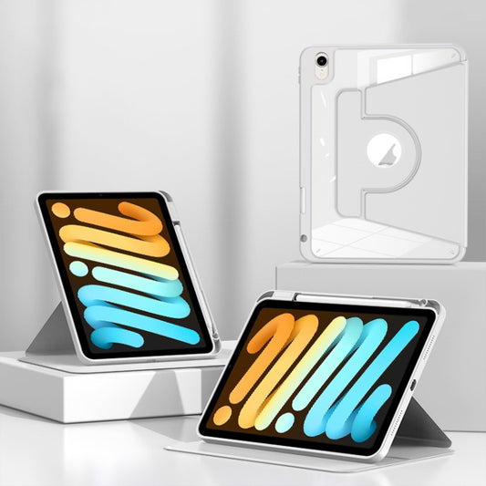 For iPad mini 6 / mini 2024 Magnetic Split Leather Smart Tablet Case with Pen Slot(White) - iPad mini 6 Cases by buy2fix | Online Shopping UK | buy2fix