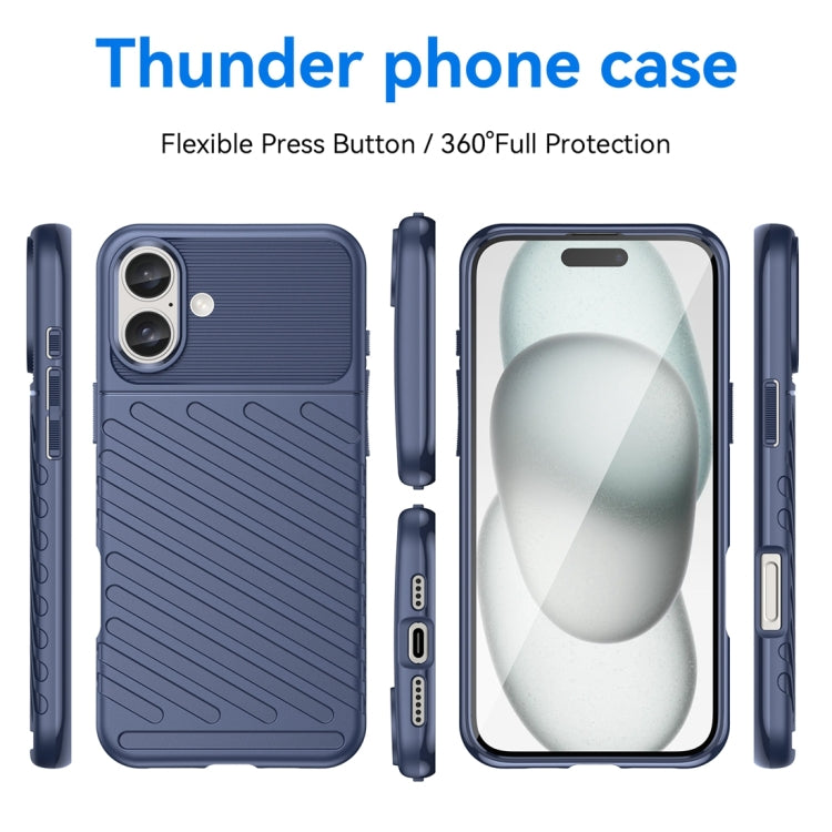 For iPhone 16 Plus Thunderbolt Shockproof Soft TPU Phone Case(Blue) - iPhone 16 Plus Cases by buy2fix | Online Shopping UK | buy2fix