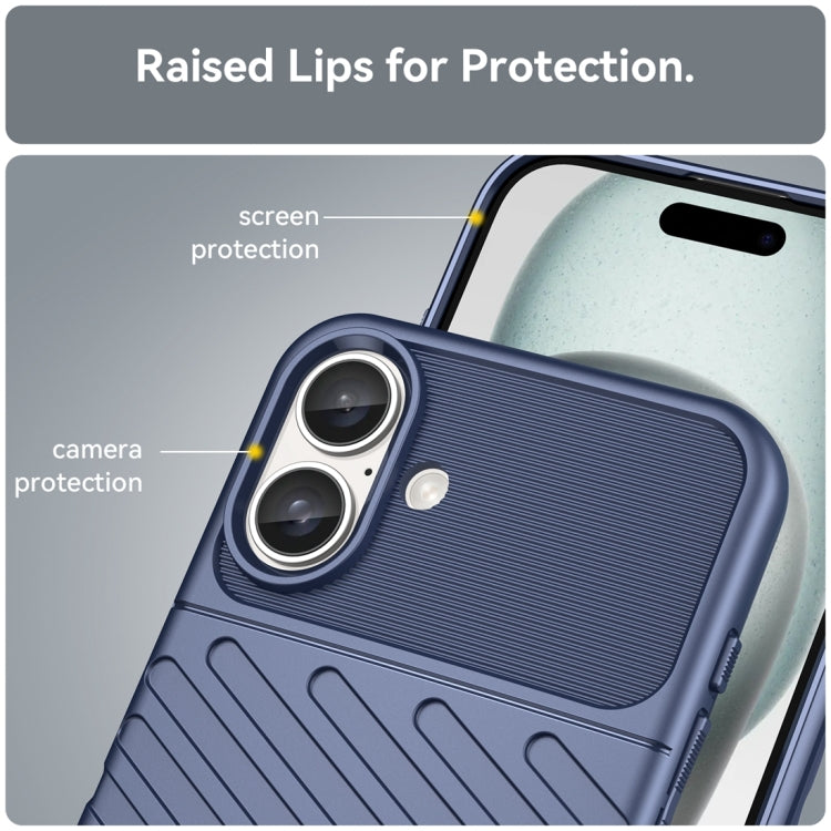 For iPhone 16 Plus Thunderbolt Shockproof Soft TPU Phone Case(Blue) - iPhone 16 Plus Cases by buy2fix | Online Shopping UK | buy2fix