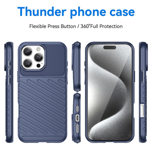 For iPhone 16 Pro Max Thunderbolt Shockproof Soft TPU Phone Case(Blue) by buy2fix