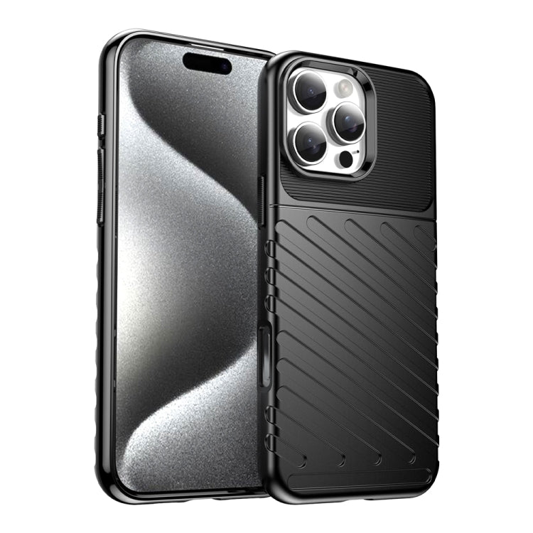 For iPhone 16 Pro Max Thunderbolt Shockproof Soft TPU Phone Case(Black) by buy2fix