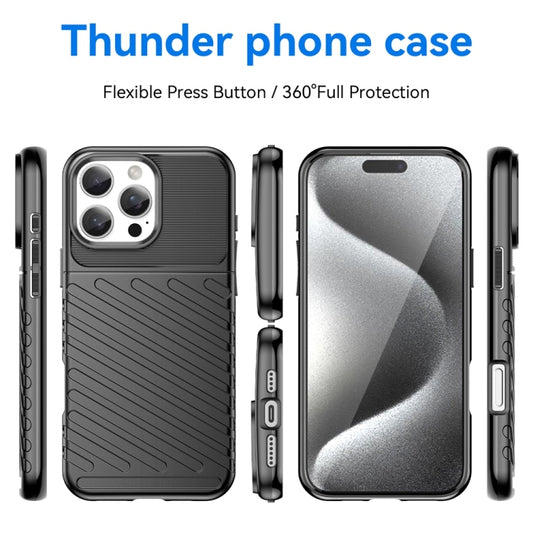 For iPhone 16 Pro Max Thunderbolt Shockproof Soft TPU Phone Case(Black) by buy2fix