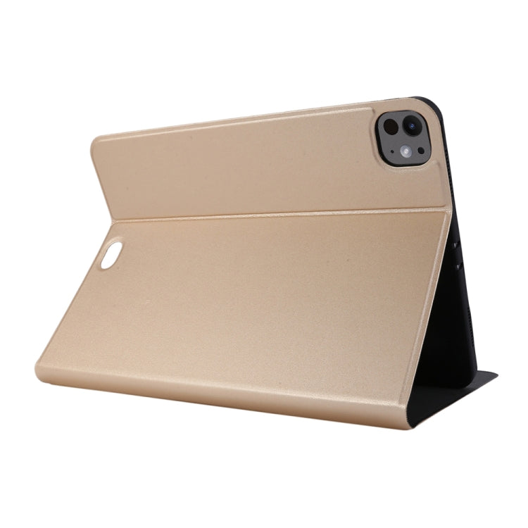 For iPad Pro 13 2024 Stretch Voltage Plain Leather Smart Tablet Case(Gold) - iPad Pro 13 2024 Cases by buy2fix | Online Shopping UK | buy2fix