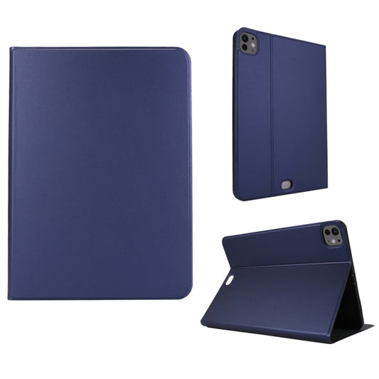 For iPad Pro 13 2024 Stretch Voltage Plain Leather Smart Tablet Case(Dark Blue) - iPad Pro 13 2024 Cases by buy2fix | Online Shopping UK | buy2fix