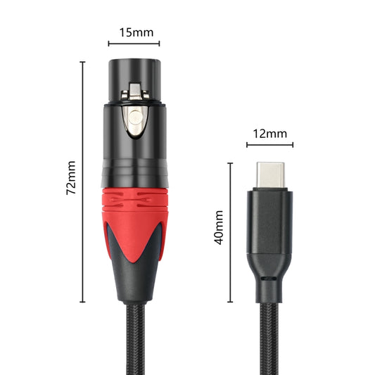 TY03RE Type-C Male to XLR Female Audio Cable for Dynamic Microphone, Length:3m(Black) by buy2fix