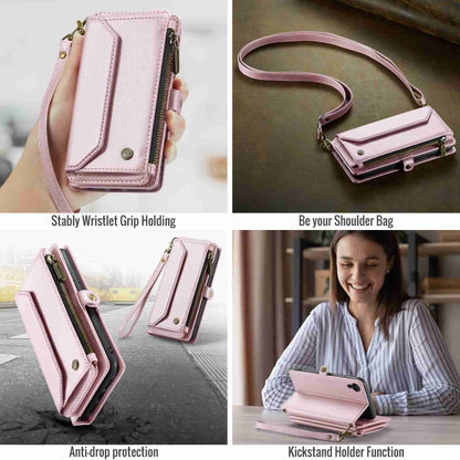 For iPhone XR CaseMe C36 Card Slots Zipper Wallet RFID Anti-theft Leather Phone Case(Pink) - More iPhone Cases by CaseMe | Online Shopping UK | buy2fix