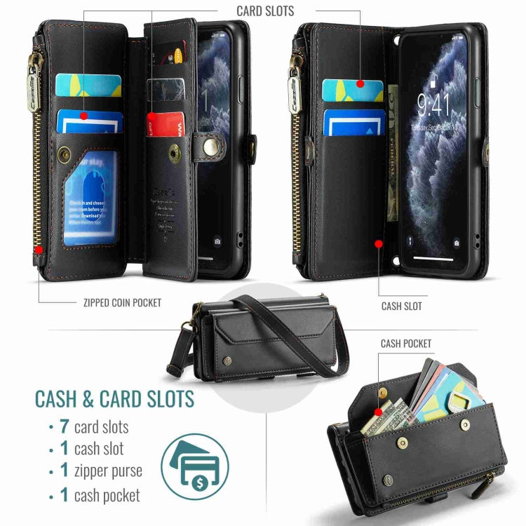 For iPhone 11 Pro Max CaseMe C36 Card Slots Zipper Wallet RFID Anti-theft Leather Phone Case(Black) - iPhone 11 Pro Max Cases by CaseMe | Online Shopping UK | buy2fix