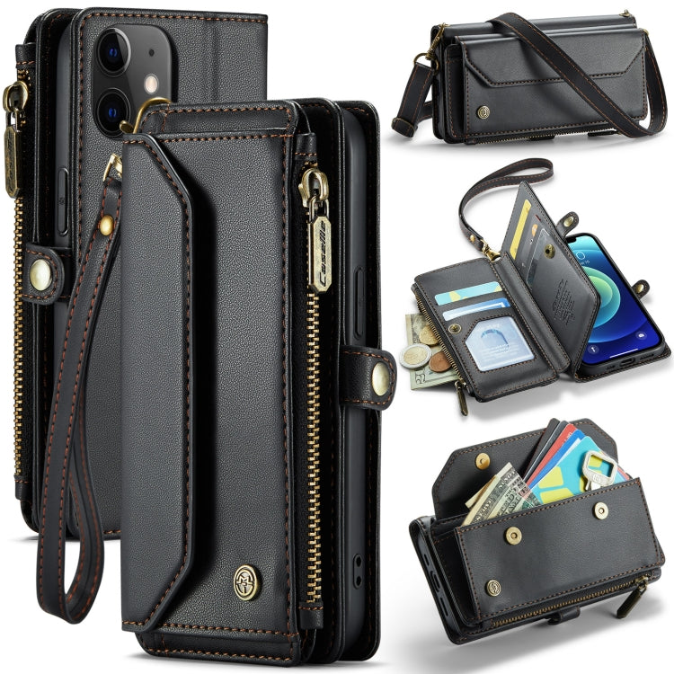 For iPhone 12 CaseMe C36 Card Slots Zipper Wallet RFID Anti-theft Leather Phone Case(Black) by CaseMe