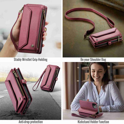 For iPhone 12 CaseMe C36 Card Slots Zipper Wallet RFID Anti-theft Leather Phone Case(Wine Red) - iPhone 12 / 12 Pro Cases by CaseMe | Online Shopping UK | buy2fix