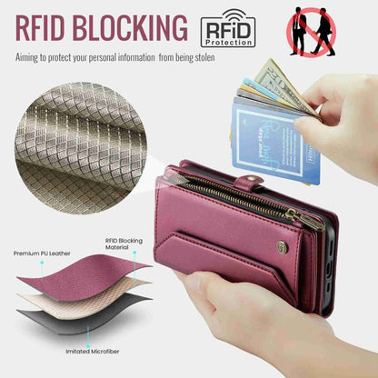 For iPhone 12 mini CaseMe C36 Card Slots Zipper Wallet RFID Anti-theft Leather Phone Case(Wine Red) - iPhone 12 mini Cases by CaseMe | Online Shopping UK | buy2fix