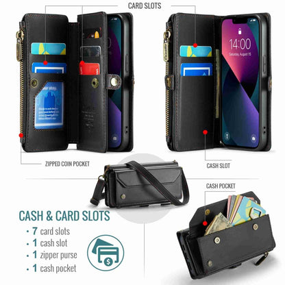 For iPhone 13 mini CaseMe C36 Card Slots Zipper Wallet RFID Anti-theft Leather Phone Case(Black) - iPhone 13 mini Cases by CaseMe | Online Shopping UK | buy2fix