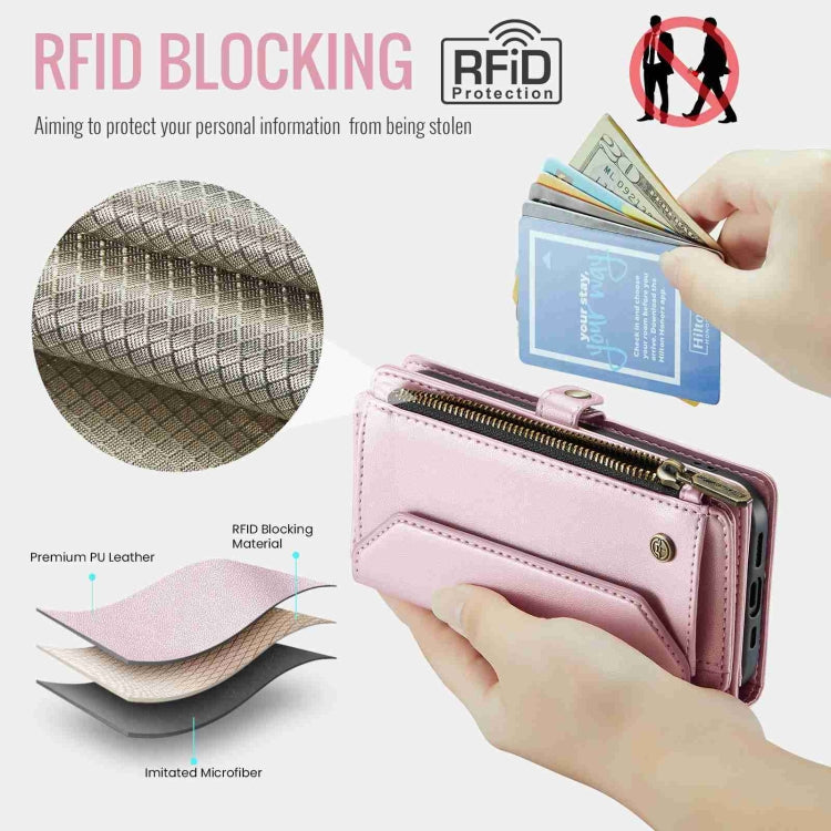 For iPhone 13 mini CaseMe C36 Card Slots Zipper Wallet RFID Anti-theft Leather Phone Case(Pink) - iPhone 13 mini Cases by CaseMe | Online Shopping UK | buy2fix