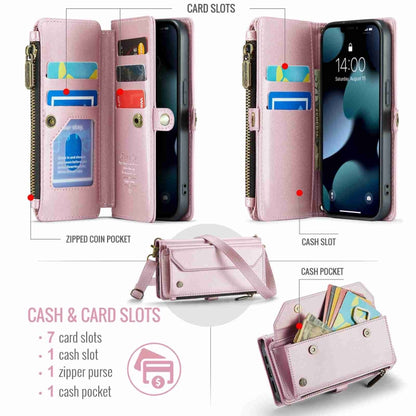 For iPhone 13 Pro CaseMe C36 Card Slots Zipper Wallet RFID Anti-theft Leather Phone Case(Pink) - iPhone 13 Pro Cases by CaseMe | Online Shopping UK | buy2fix