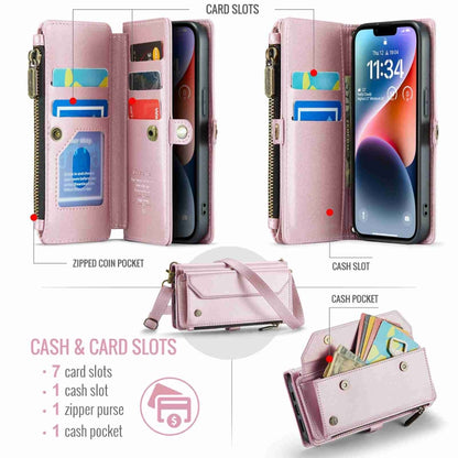 For iPhone 14 CaseMe C36 Card Slots Zipper Wallet RFID Anti-theft Leather Phone Case(Pink) - iPhone 14 Cases by CaseMe | Online Shopping UK | buy2fix