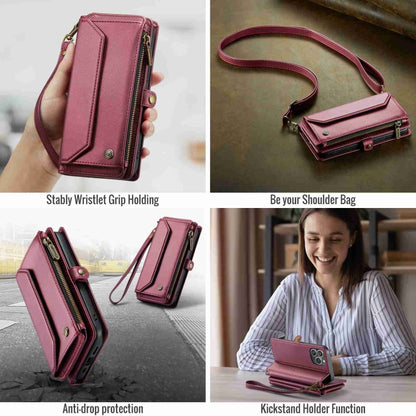 For iPhone 14 Pro CaseMe C36 Card Slots Zipper Wallet RFID Anti-theft Leather Phone Case(Wine Red) - iPhone 14 Pro Cases by CaseMe | Online Shopping UK | buy2fix