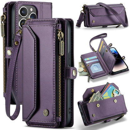 For iPhone 14 Pro Max CaseMe C36 Card Slots Zipper Wallet RFID Anti-theft Leather Phone Case(Purple) - iPhone 14 Pro Max Cases by CaseMe | Online Shopping UK | buy2fix