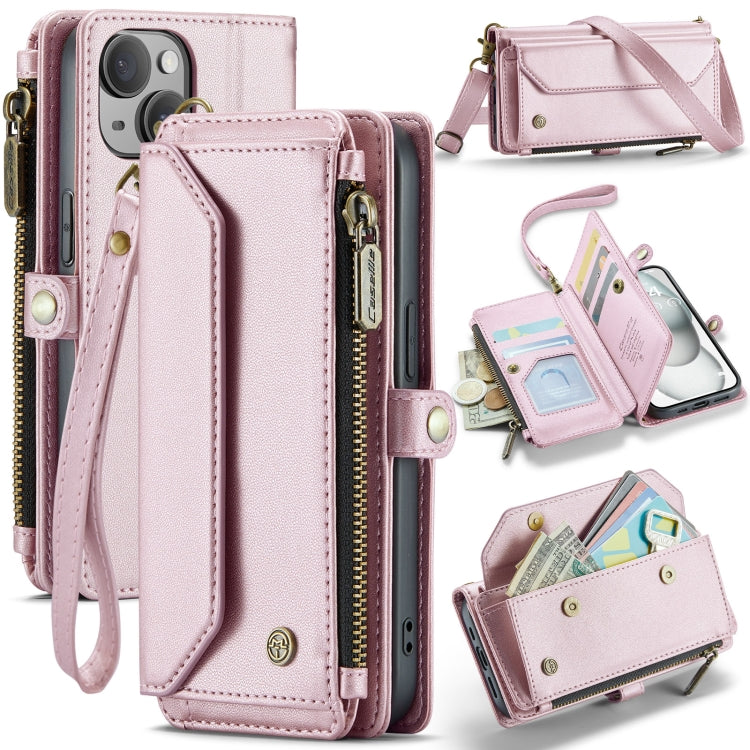 For iPhone 15 CaseMe C36 Card Slots Zipper Wallet RFID Anti-theft Leather Phone Case(Pink) - iPhone 15 Cases by CaseMe | Online Shopping UK | buy2fix