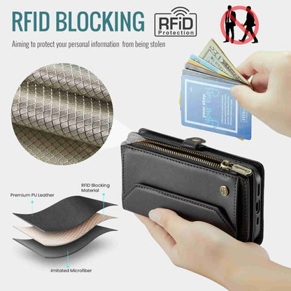 For iPhone 15 Pro CaseMe C36 Card Slots Zipper Wallet RFID Anti-theft Leather Phone Case(Black) - iPhone 15 Pro Cases by CaseMe | Online Shopping UK | buy2fix