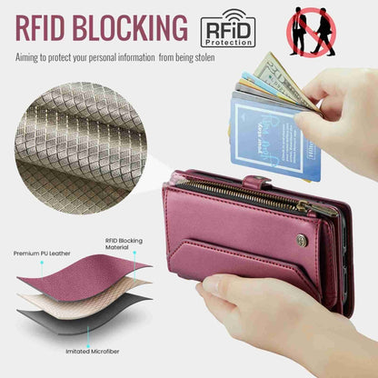 For iPhone 8 Plus / 7 Plus / 6 Plus CaseMe C36 Card Slots Zipper Wallet RFID Anti-theft Leather Phone Case(Wine Red) - More iPhone Cases by CaseMe | Online Shopping UK | buy2fix