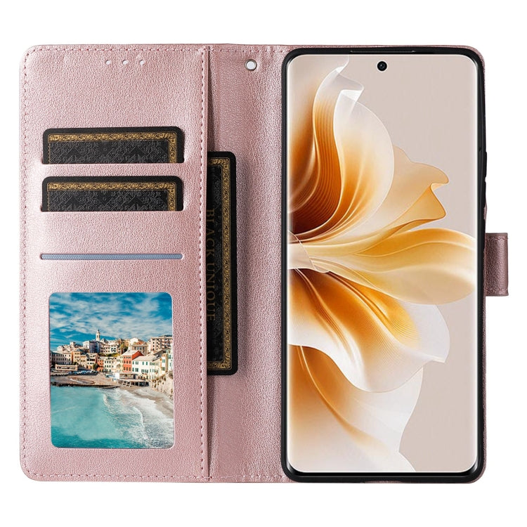 For OPPO Reno11 Pro 5G Global Multifunctional Horizontal Flip Leather Phone Case with Three Card Slot(Rose Gold) - Reno11 Pro Cases by buy2fix | Online Shopping UK | buy2fix