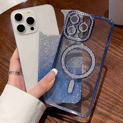 For iPhone 13 Diamond Gradient Glitter Plated MagSafe Phone Case(Purple) by buy2fix