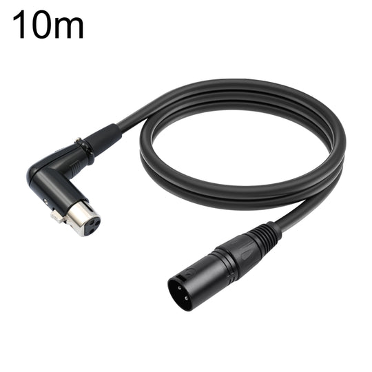 XK041L XLR 3pin Straight Male to Elbow Female Audio Cable, Length:10m(Black)