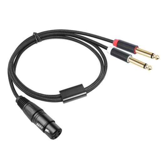 2020Y63 XLR Female to Dual 6.35mm 1/4 TRS Male Y-type Audio Cable, Length:1m(Black) by buy2fix