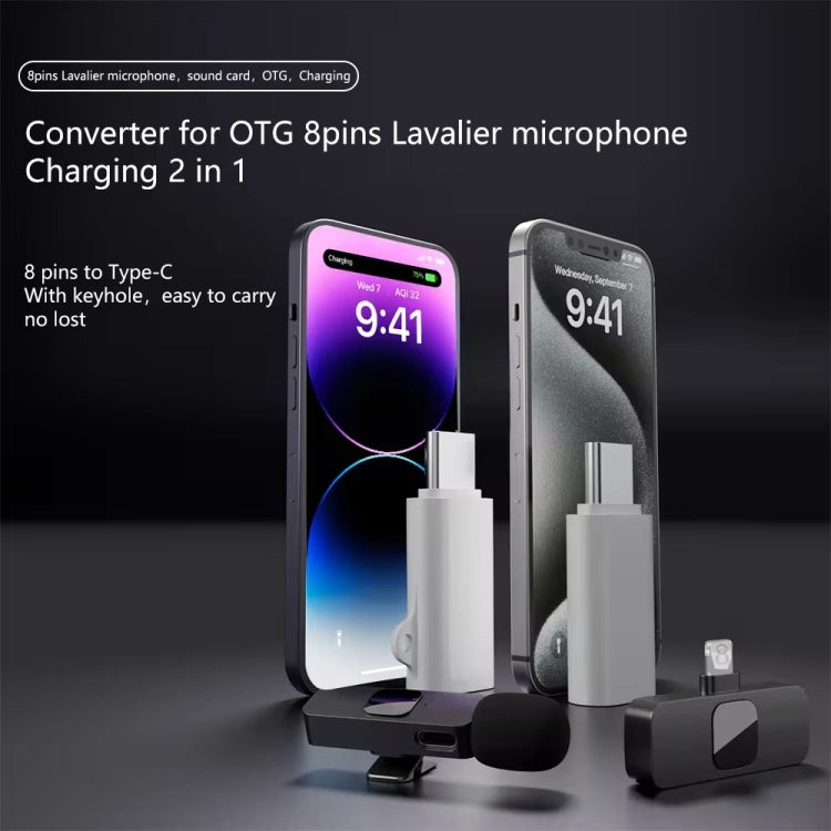 8 Pin Female to Type-C Male Adapter Audio Sound Card Connector With Hanging Ear by buy2fix