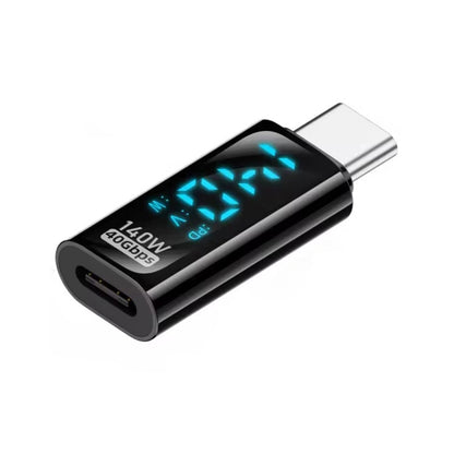 Type-C Male to Type-C Female 140W Charging Adapter with Digital Display(Black) - OTG Adapter by buy2fix | Online Shopping UK | buy2fix