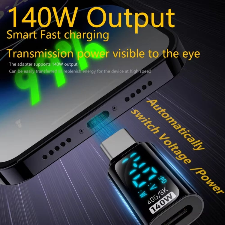 Type-C Male to Type-C Female 140W Charging Adapter with Digital Display(Black) - OTG Adapter by buy2fix | Online Shopping UK | buy2fix