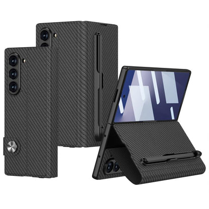 For Samsung Galaxy Z Fold7 5G GKK Integrated Flip Leather Case with Pen Slotm, Stylus Not Included(Carbon Fiber Texture) - Galaxy Z Fold7 5G Cases by GKK | Online Shopping UK | buy2fix