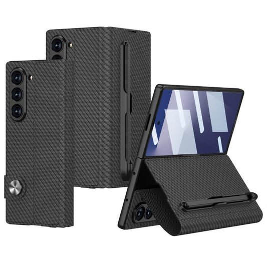 For Samsung Galaxy Z Fold7 5G GKK Integrated Flip Leather Case with Pen Slotm, Stylus Not Included(Carbon Fiber Texture) - Galaxy Z Fold7 5G Cases by GKK | Online Shopping UK | buy2fix